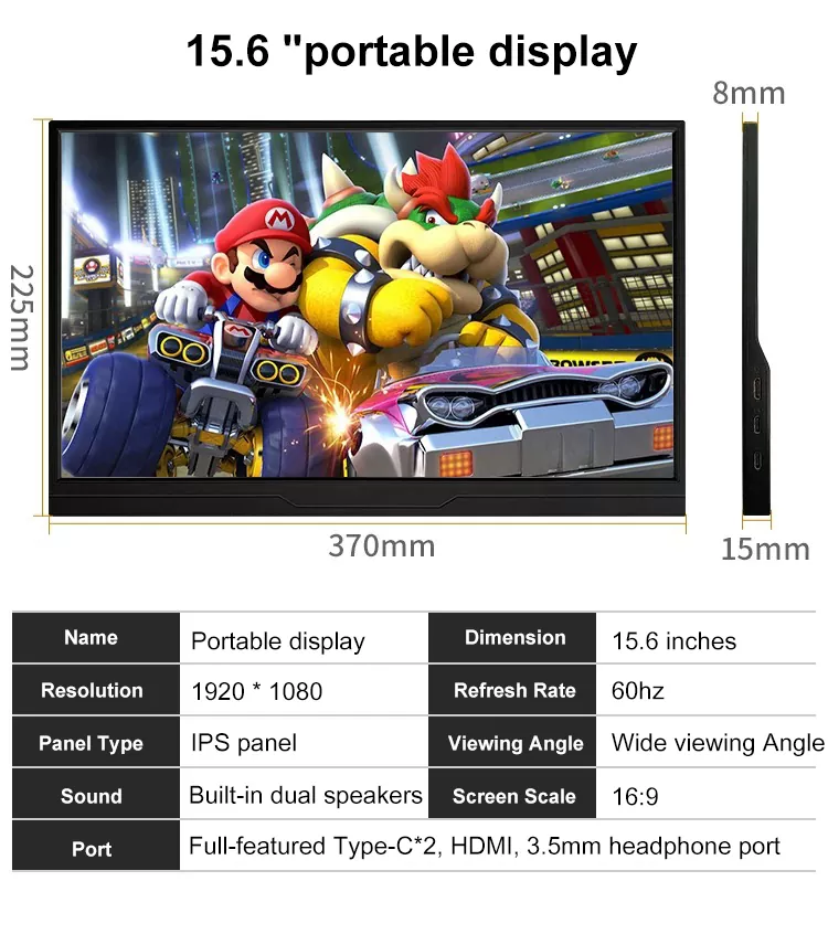 15.6 Inch100%sRGB Portable Monitor